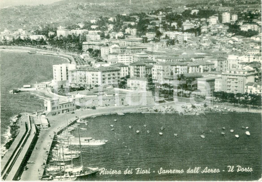Cartolina originale da collezione 1964 SANREMO (IM) Veduta del porto dall'aereo *Cartolina FG VG 1