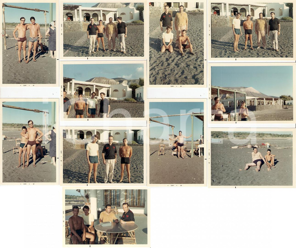 Fotografia d epoca originale 1967 ISCHIA NA Italoamericani in spiaggia foto ricordo Lotto 11 Foto 12x9 1