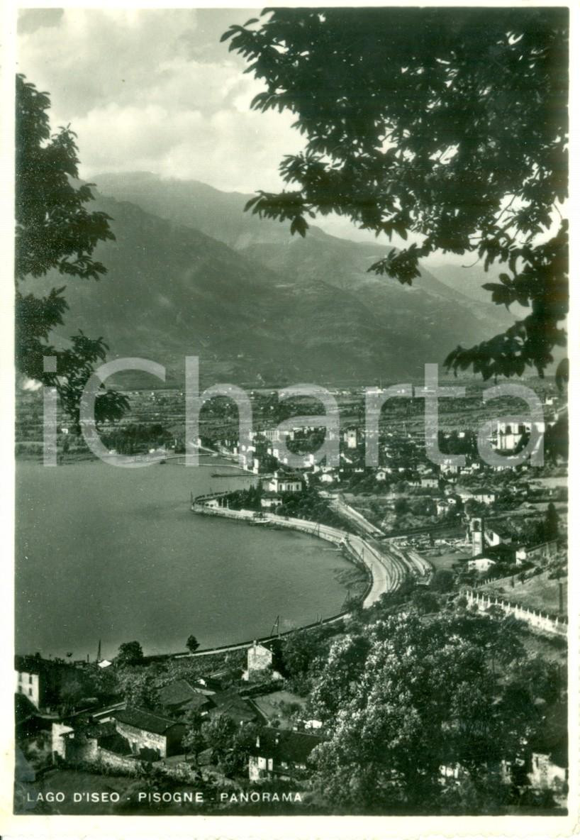 Cartolina originale da collezione 1957 PISOGNE BS Panorama del paese e del Lago d ISEO Cartolina FG VG 1
