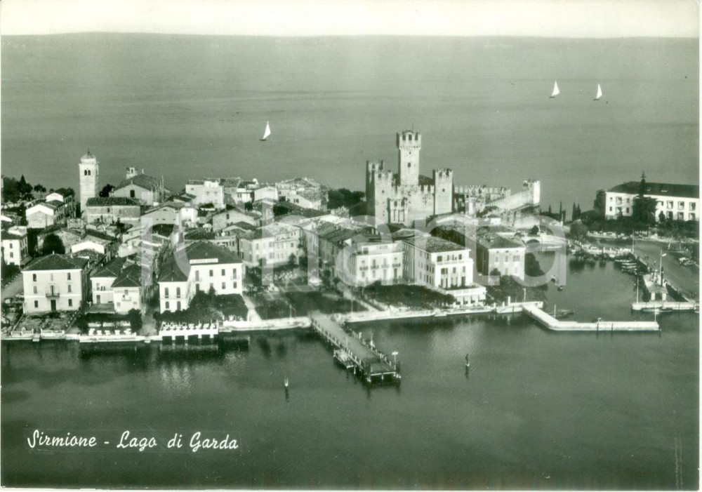 Cartolina originale da collezione 1962 SIRMIONE (BS) Lago di GARDA e Castello SCALIGERO *Cartolina FG VG 1