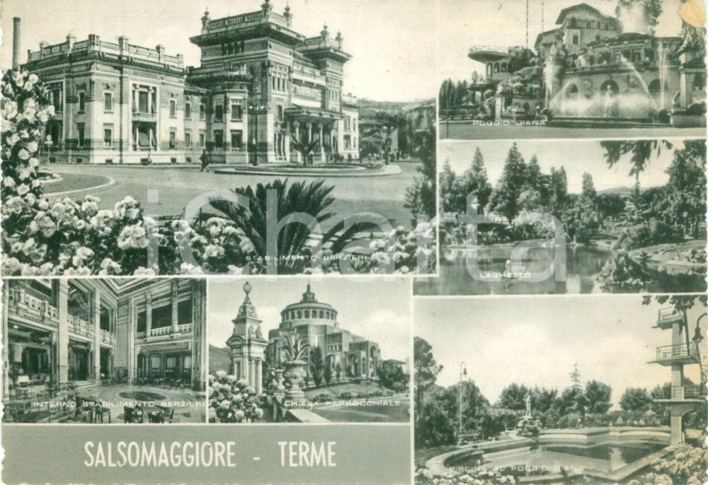 Cartolina originale da collezione 1959 SALSOMAGGIORE TERME PR Vedutine stabilimenti termali Cartolina FG VG 1
