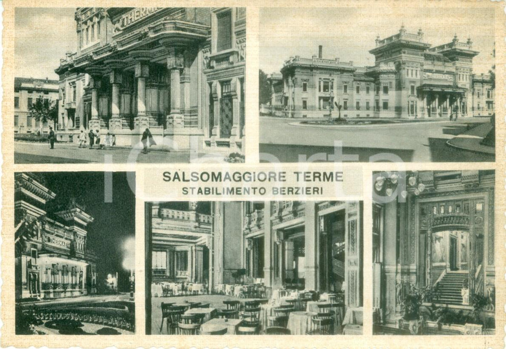 Cartolina originale da collezione 1958 SALSOMAGGIORE TERME PR Vedutine Stabilimenti BERZIERI Cartolina FG VG 1