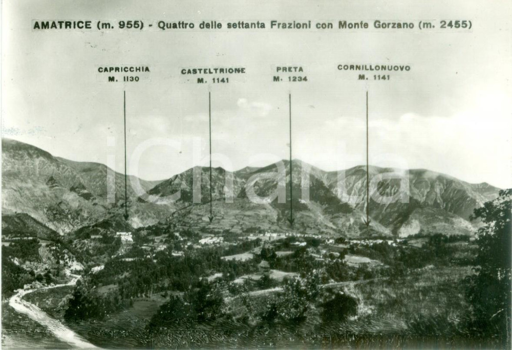 Cartolina originale da collezione 1964 AMATRICE (RI) Quattro frazioni sul Monte GORZANO *Cartolina FG VG 1