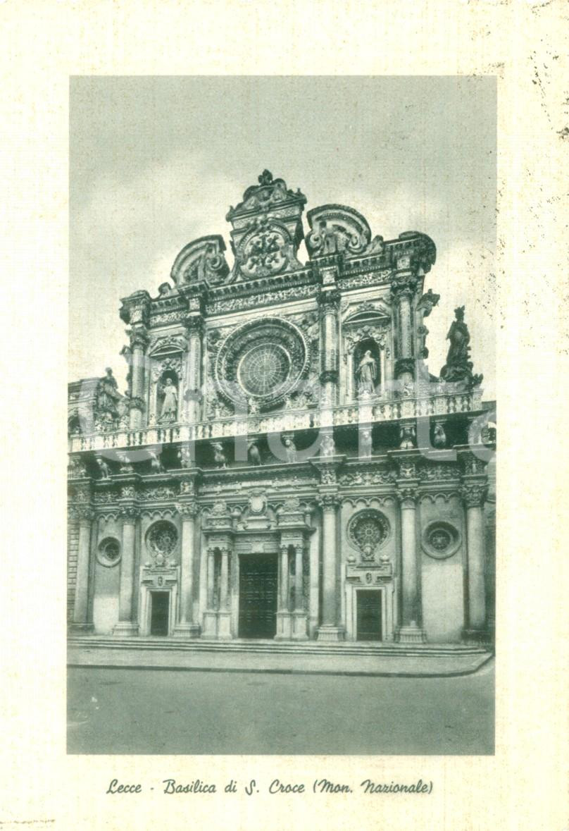 Cartolina originale da collezione 1957 LECCE Basilica di SANTA CROCE Monumento Nazionale Cartolina FG VG 1