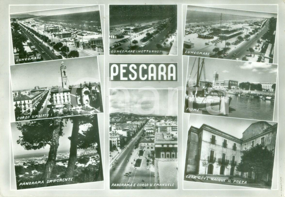 Cartolina originale da collezione 1957 PESCARA Vedutine lungomare Corso UMBERTO I *Cartolina FG VG 1