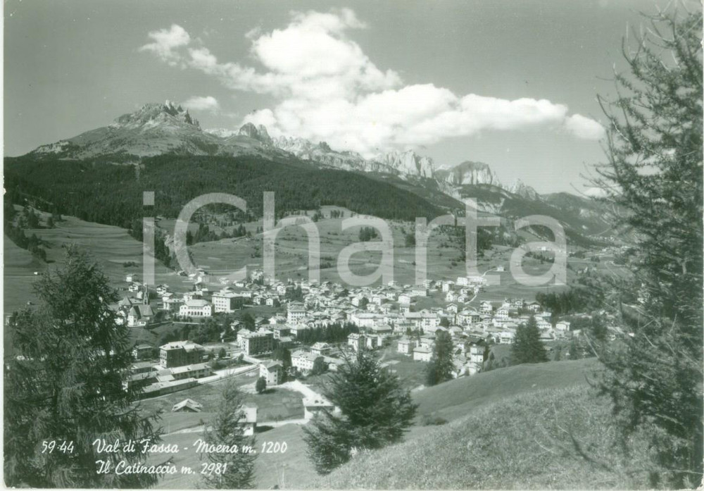 Cartolina originale da collezione 1963 MOENA (TN) Panorama generale Val di FASSA e CATINACCIO *Cartolina FG VG 1