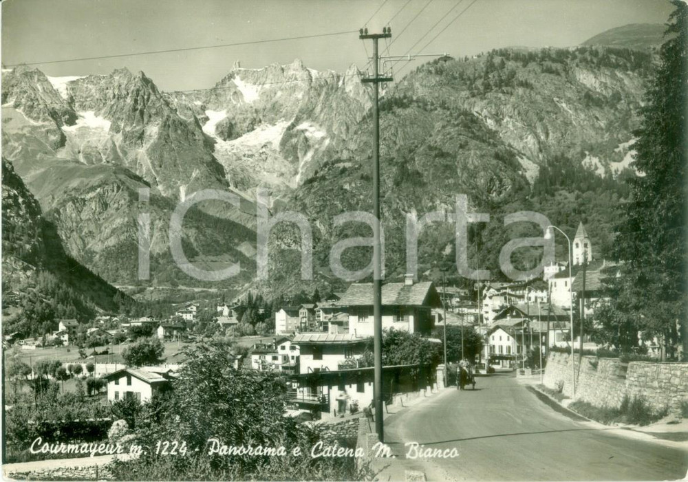 Cartolina originale da collezione 1961 COURMAYEUR AO Panorama e catena del MONTE BIANCO Cartolina FG VG 1