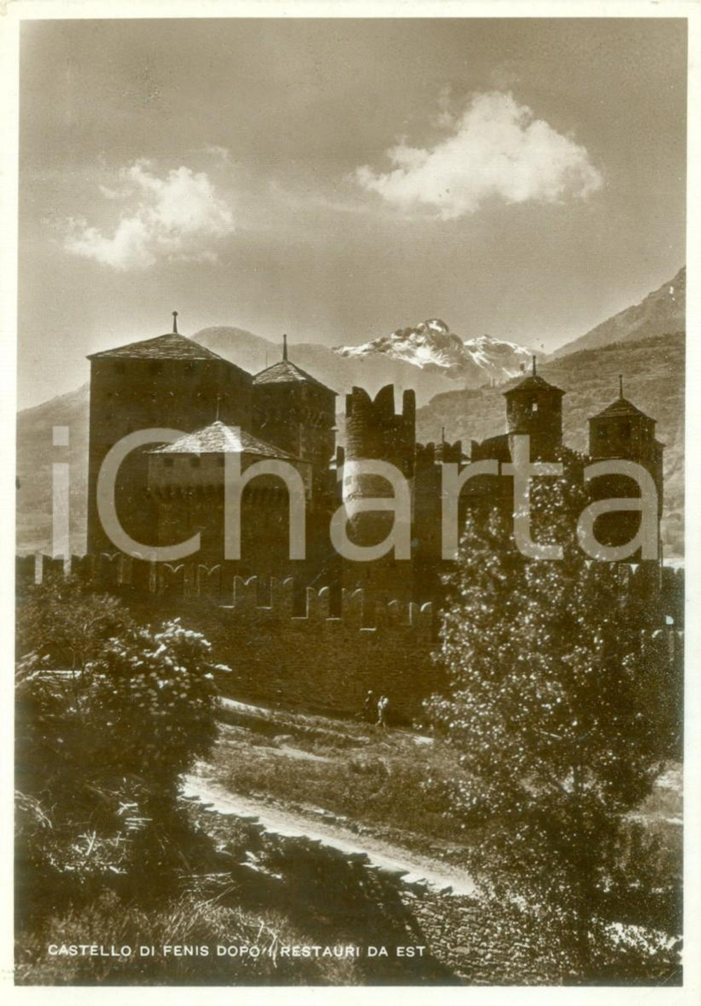 Cartolina originale da collezione 1943 VALLE D'AOSTA Castello di FENIS dopo i restauri *Cartolina FG VG 1