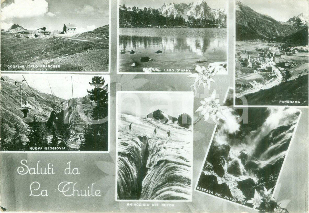 Cartolina originale da collezione 1967 LA THUILE AO Vedutine seggiovia confine lago d ARPY Cartolina FG VG 1