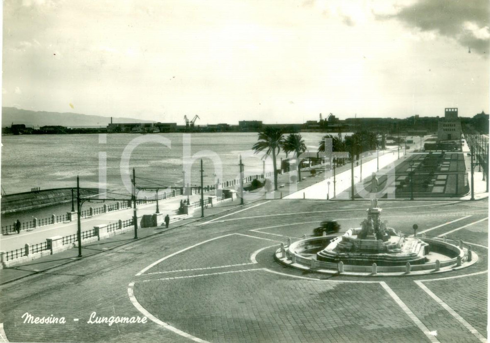 Cartolina originale da collezione 1951 MESSINA Lungomare e Monumento ai Caduti Cartolina DANNEGGIATA FG VG 1