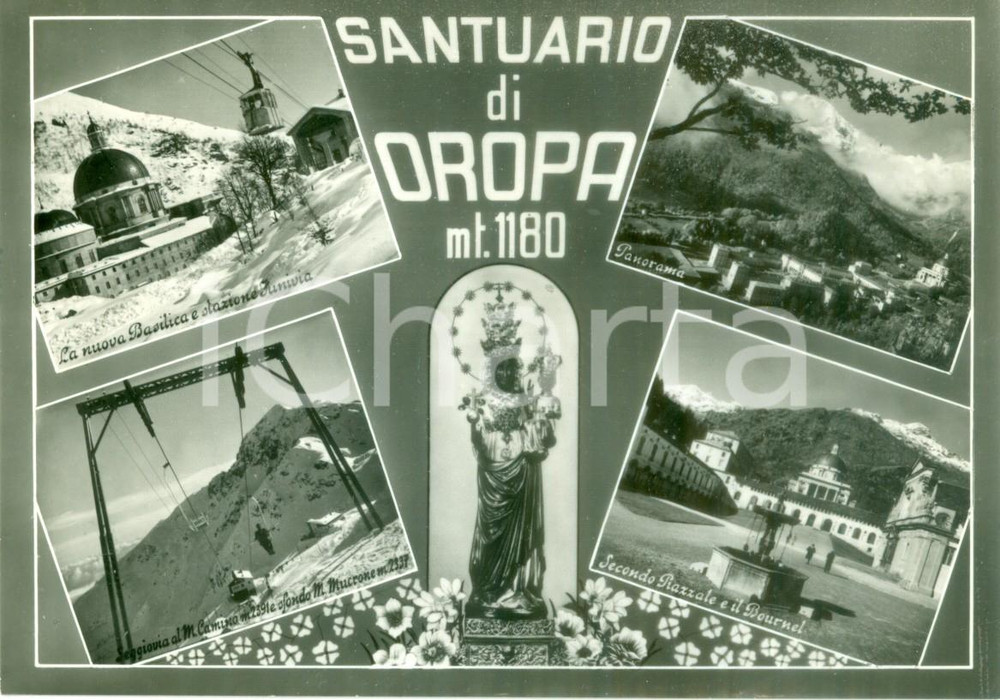 Cartolina originale da collezione 1963 OROPA BI Vedutine del Santuario e del panorama Cartolina FG VG 1