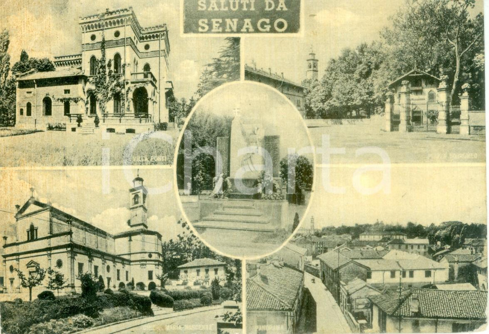 Cartolina originale da collezione 1955 ca SENAGO MI Vedutine della cittÃ  Cartolina DANNEGGIATA FG VG 1