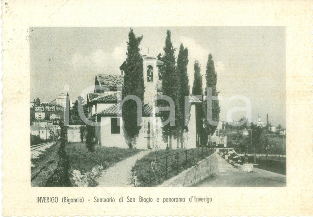 Cartolina originale da collezione 1957 INVERIGO CO Santuario di San Biagio a BIGONCIO Cartolina FG VG 1