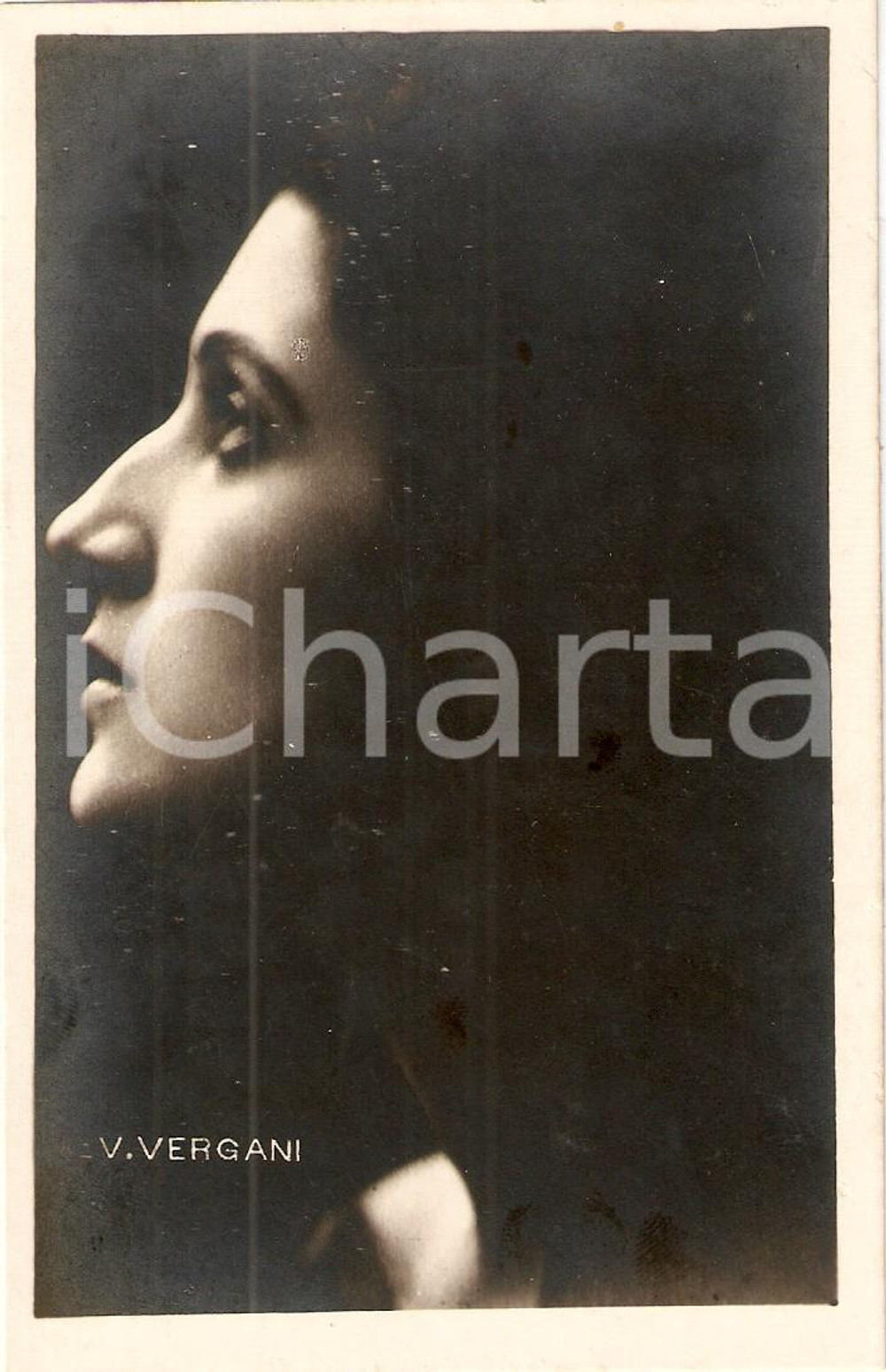 Cartolina originale da collezione 1920 ca CINEMA Attrice Vera VERGANI Ritratto di profilo *Cartolina FP NV 1
