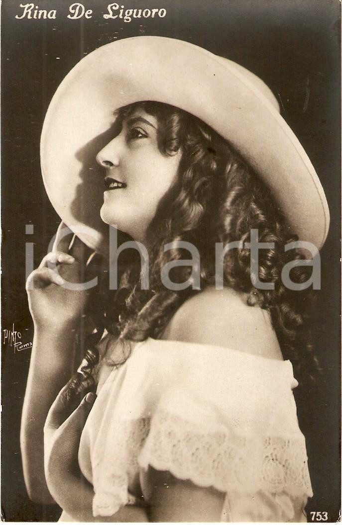Cartolina originale da collezione 1925 ca CINEMA Attrice Rina DE LIGUORO Ritratto con cappello Cartolina FP NV 1