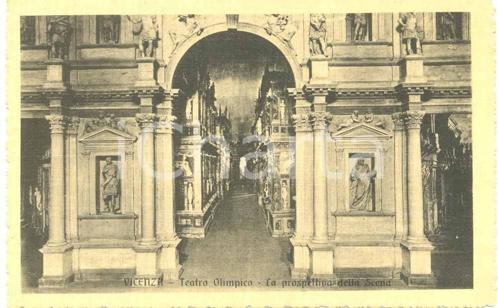 Cartolina originale da collezione 1920 ca VICENZA Teatro Olimpico - Prospettiva della scena *Cartolina FP NV 1