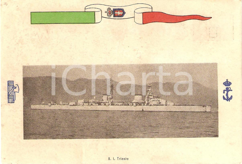 Cartolina originale da collezione 1940 ca MARINA MILITARE Regio incrociatore TRIESTE *Cartolina FG NV 1