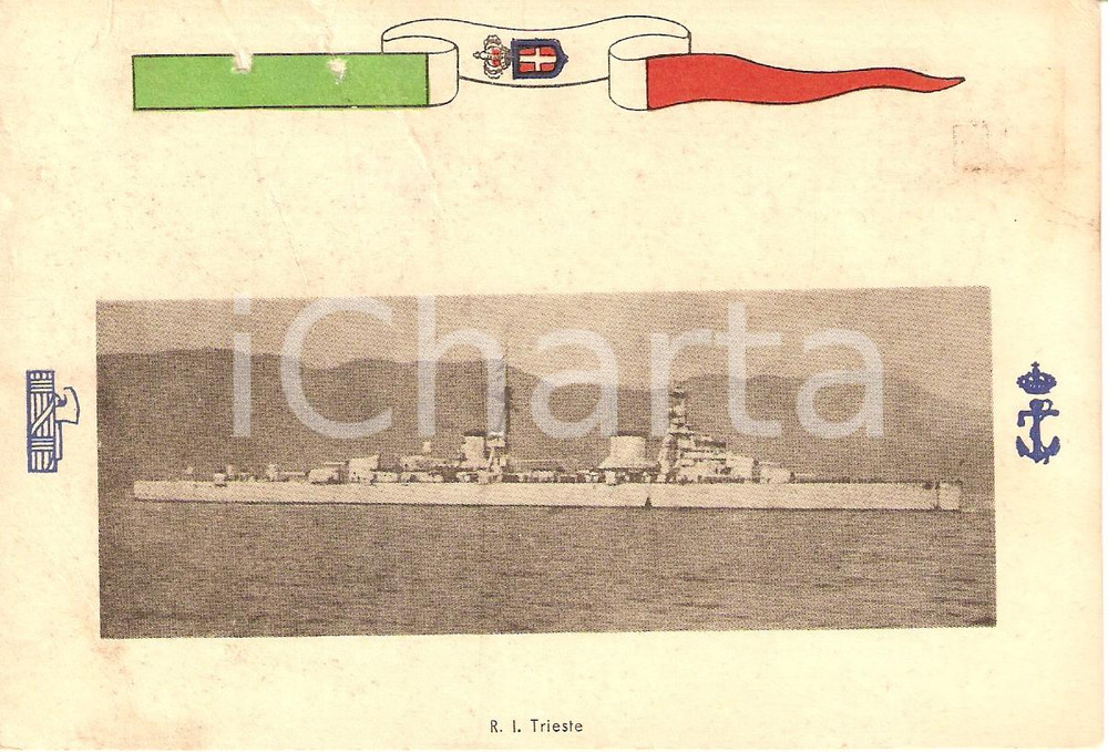 Cartolina originale da collezione 1940 ca MARINA MILITARE Regio incrociatore TRIESTE *Cartolina 1