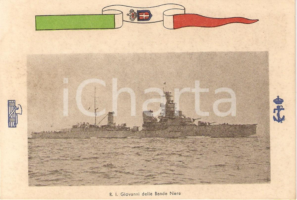 Cartolina originale da collezione 1940 ca MARINA MILITARE Regio incrociatore GIOVANNI DELLE BANDE NERE *Cartolina 1