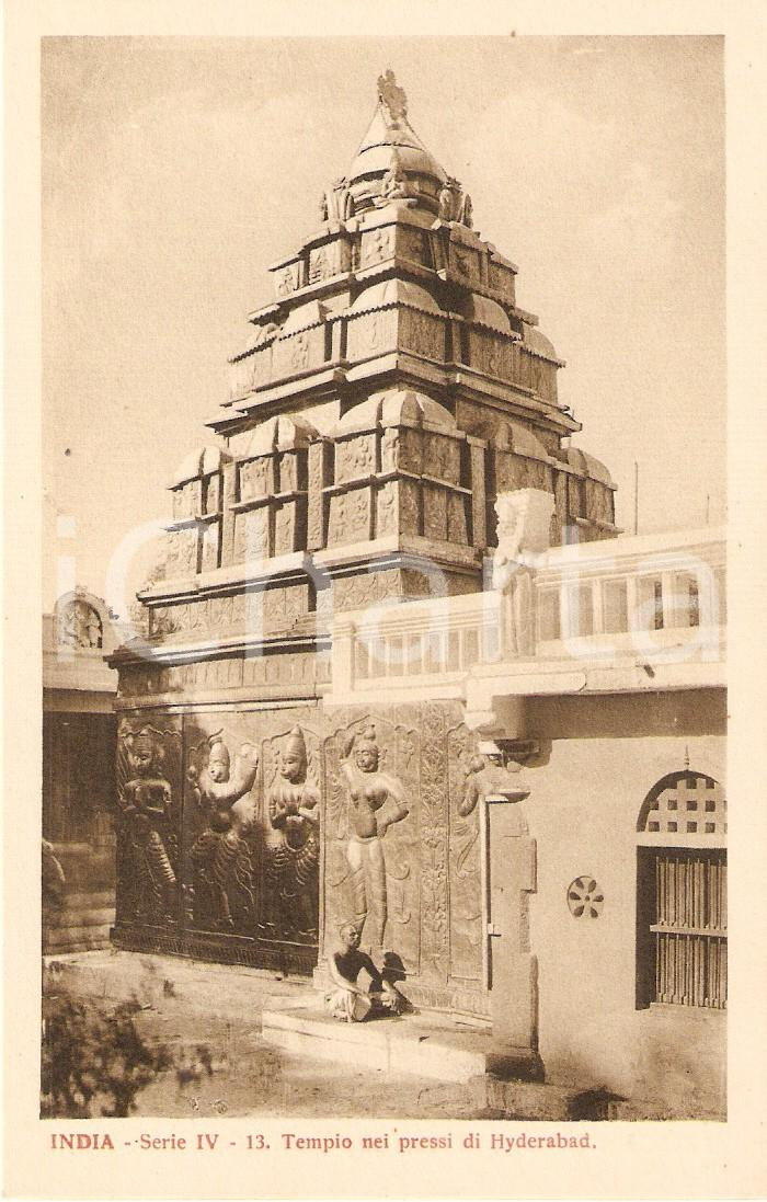 Cartolina originale da collezione 1935 ca MISSIONI ESTERE  HYDERABAD INDIA Fachiro al Tempio Cartolina ANIMATA 1