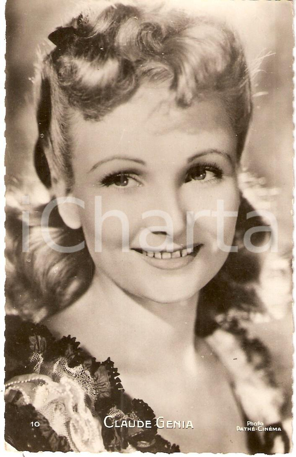 Cartolina originale da collezione 1940 ca CINEMA Portrait CLAUDE GENIA Actress PATHE CINEMA *Cartolina FP NV 1