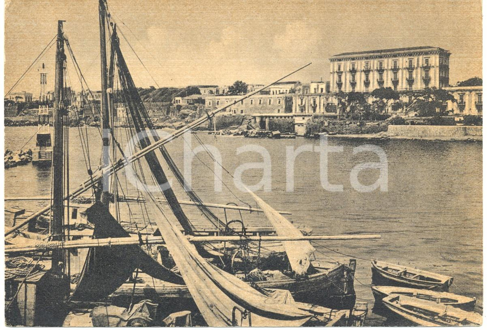 Cartolina originale da collezione 1935 ca PORTICI (NA) Barche all'attracco a GRANATELLO e la Villa BRUNO *FG NV 1
