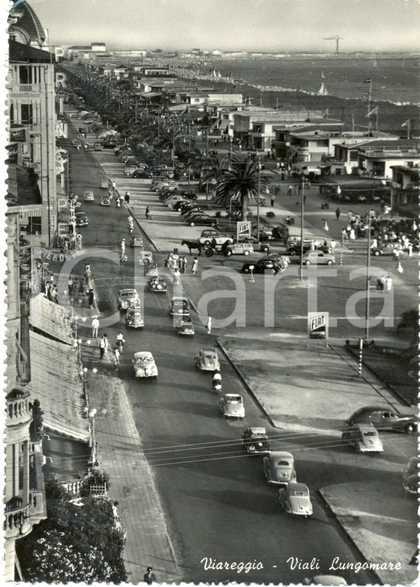 Cartolina originale da collezione 1957 VIAREGGIO (LU) Scorcio panoramico dall'alto viali LUNGOMARE *ANIMATA FG VG 1