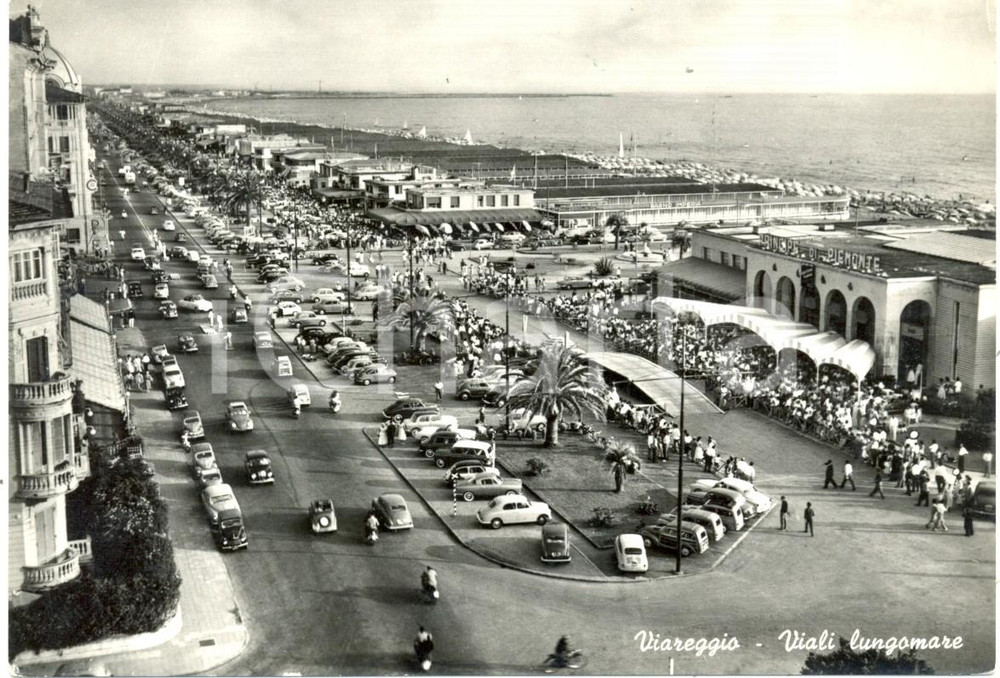 Cartolina originale da collezione 1955 ca VIAREGGIO (LU) Veduta aerea viali del lungomare *Cartolina ANIMATA FG VG 1