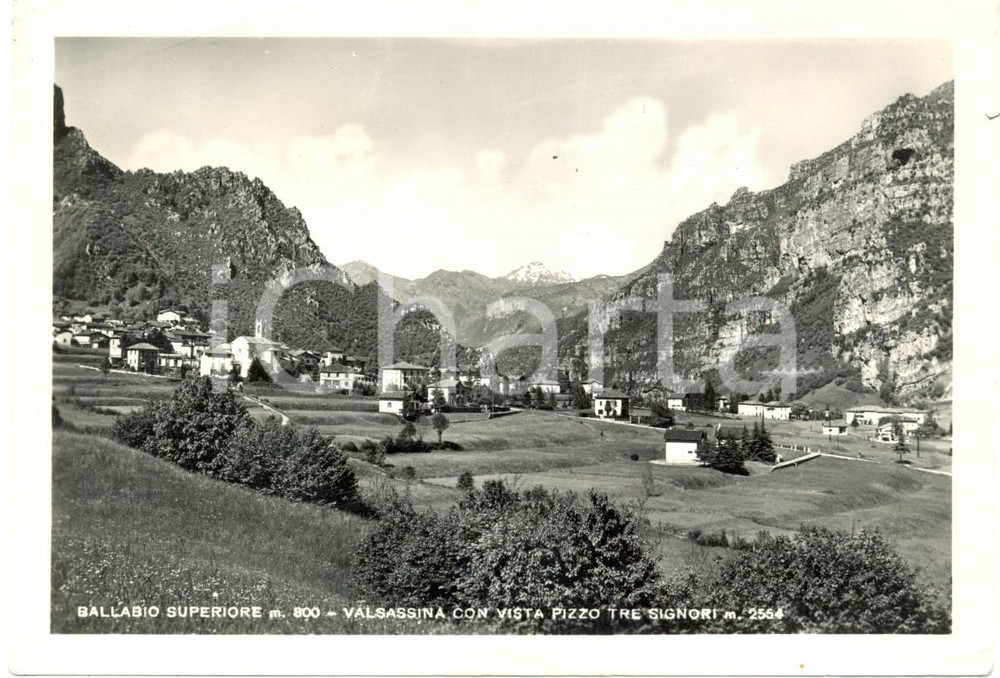 Cartolina originale da collezione 1953 BALLABIO SUPERIORE (LC) Veduta del paese PIZZO TRE SIGNORI *Cartolina FG VG 1