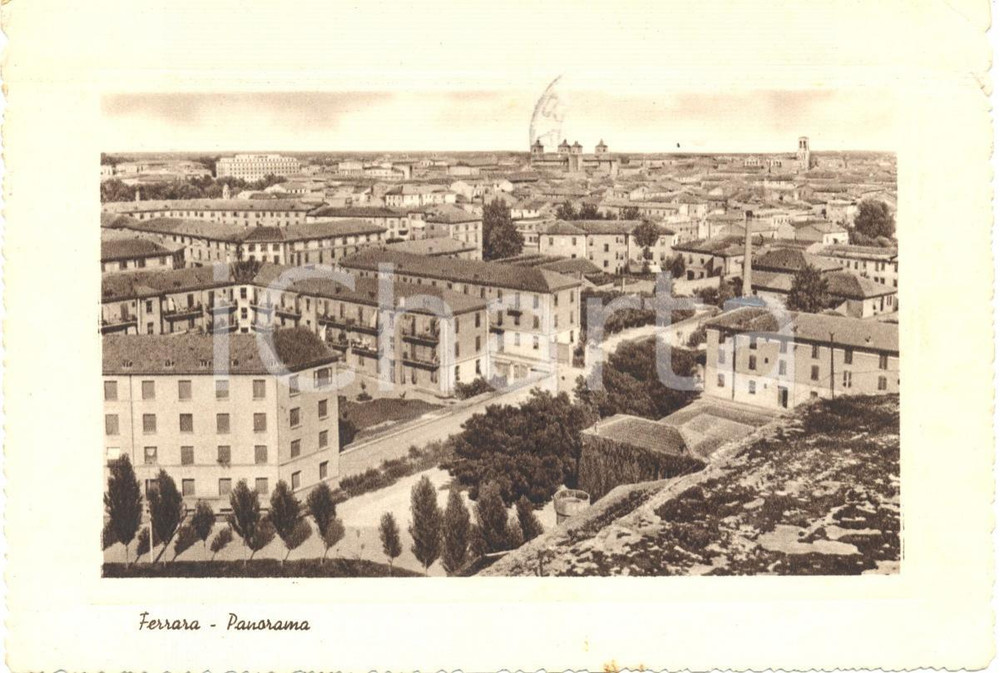 Cartolina originale da collezione 1955 FERRARA Veduta panoramica dall alto della cittÃ  Cartolina FG VG 1