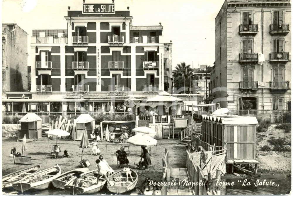 Cartolina originale da collezione 1962 POZZUOLI NA Le terme LA SALUTE Cartolina ANIMATA FG VG 1