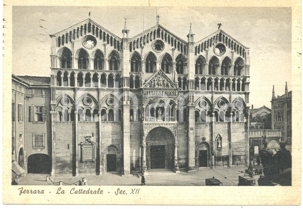 Cartolina originale da collezione 1942 FERRARA Facciata Cattedrale di SAN GIORGIO *Cartolina FG VG 1