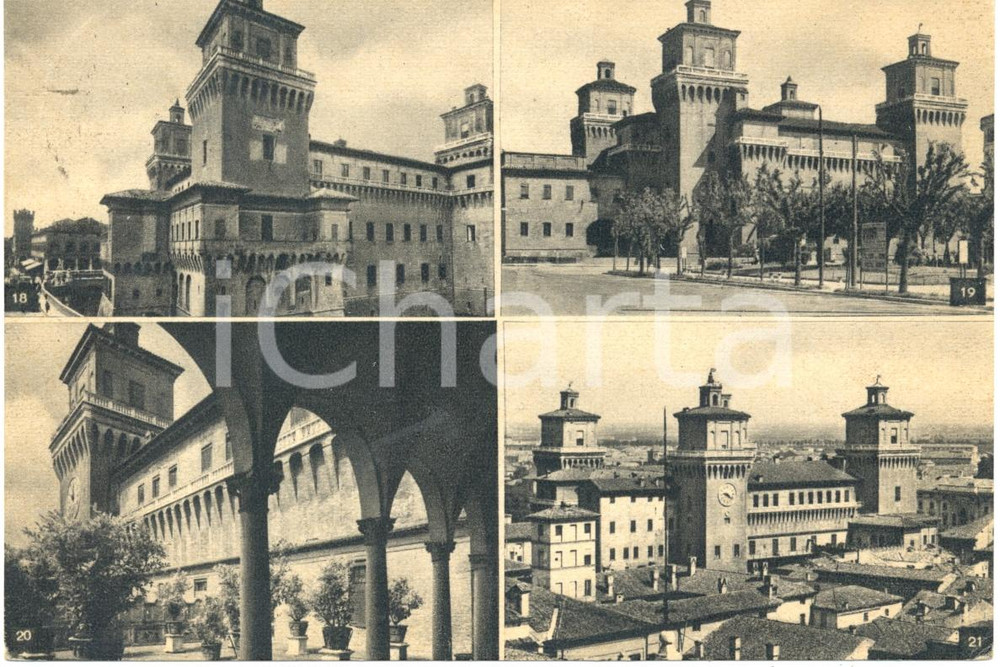 Cartolina originale da collezione 1949 FERRARA Vedutine del Castello ESTENSE Cartolina FG VG 1