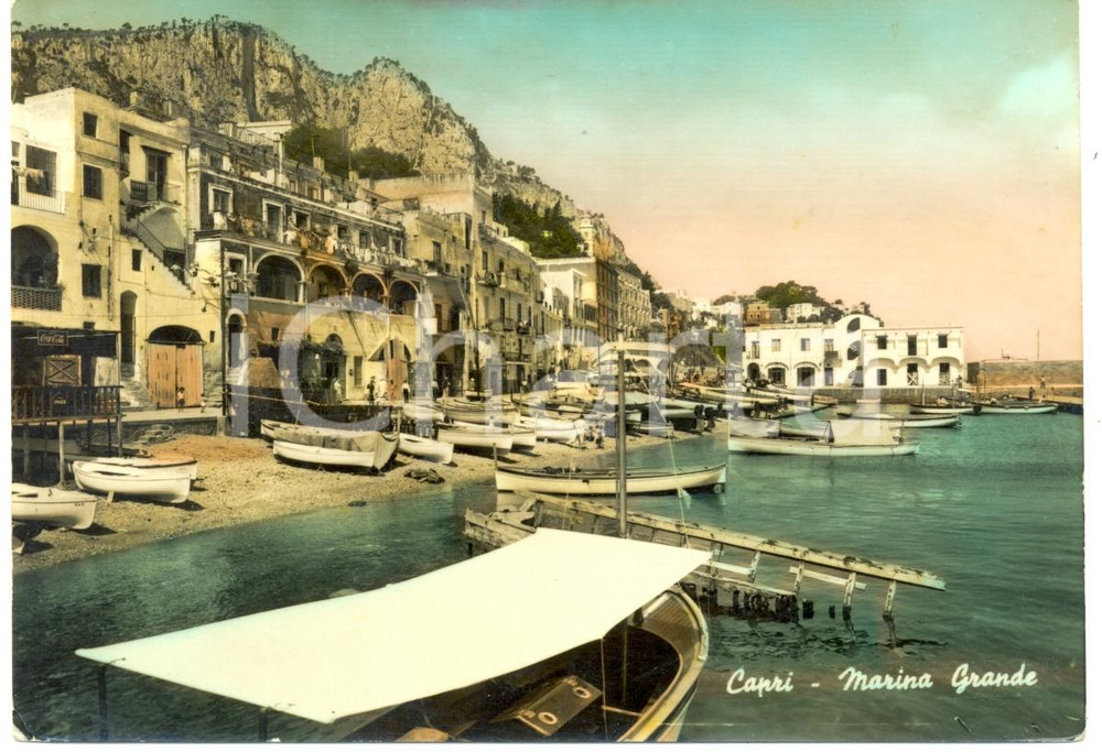 Cartolina originale da collezione 1955 CAPRI NA Barchette pescatori all attracco MARINA GRANDE Cartolina FG 1