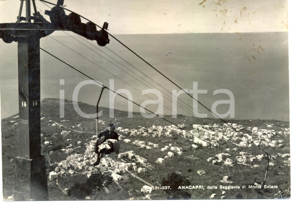 Cartolina originale da collezione 1950 ca ANACAPRI (NA) Panoramica aerea seggiovia Monte SOLARO *Cartolina FG VG 1