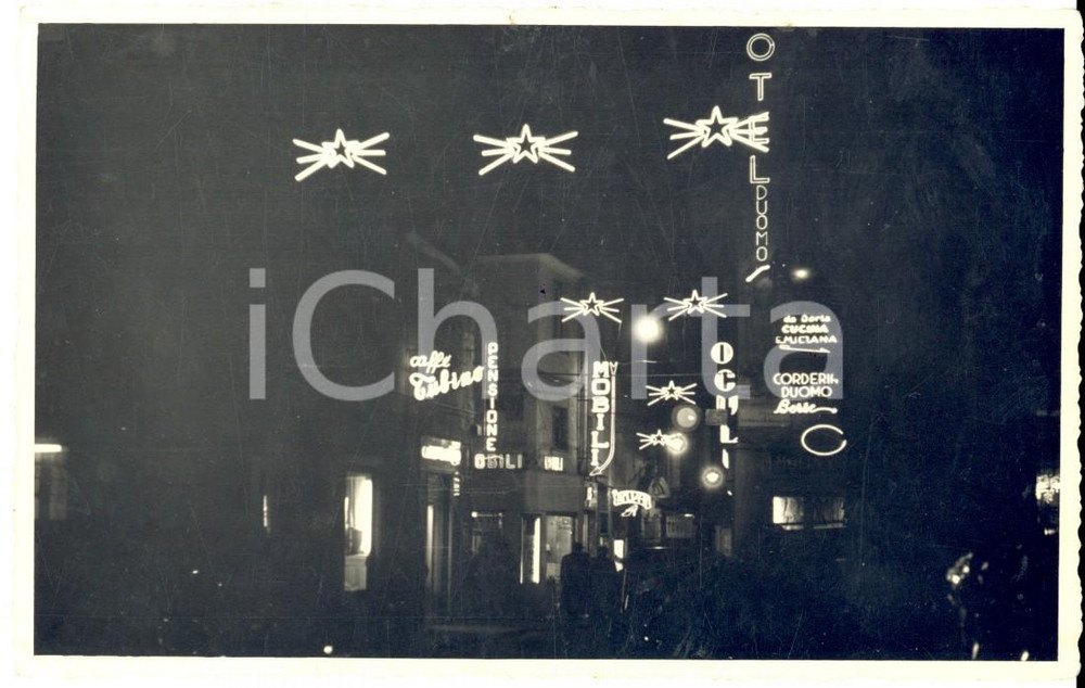Fotografia d'epoca originale 1954 GENOVA via Tommaso REGGIO Notturno nel centro storico *Fotografia FP 1