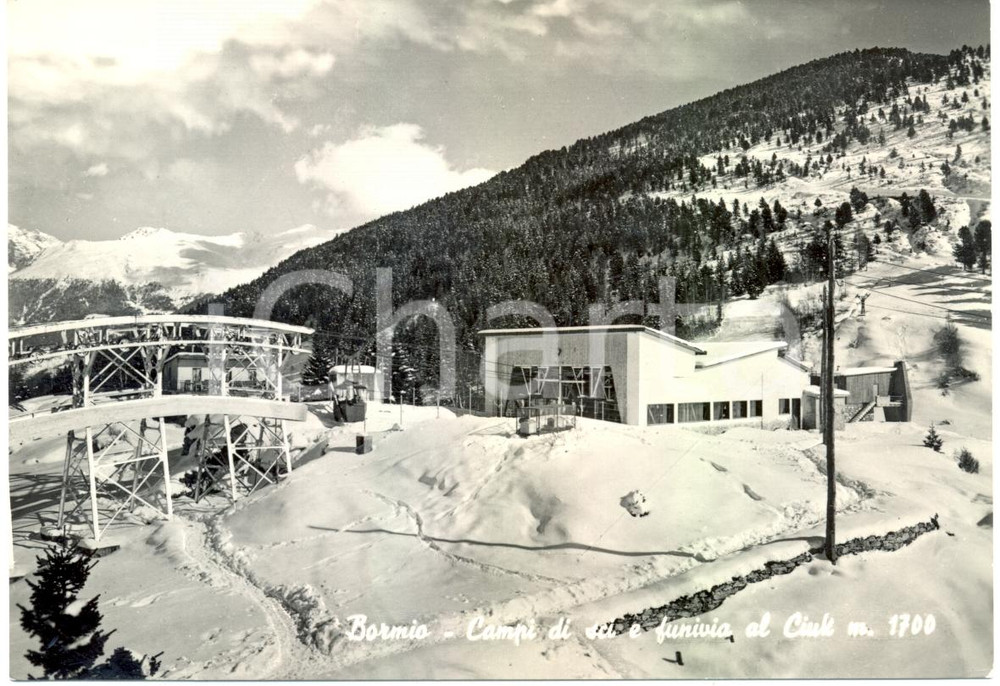Cartolina originale da collezione 1960 ca BORMIO SO Campi di sci e funivia del CIUK Cartolina FG NV 1