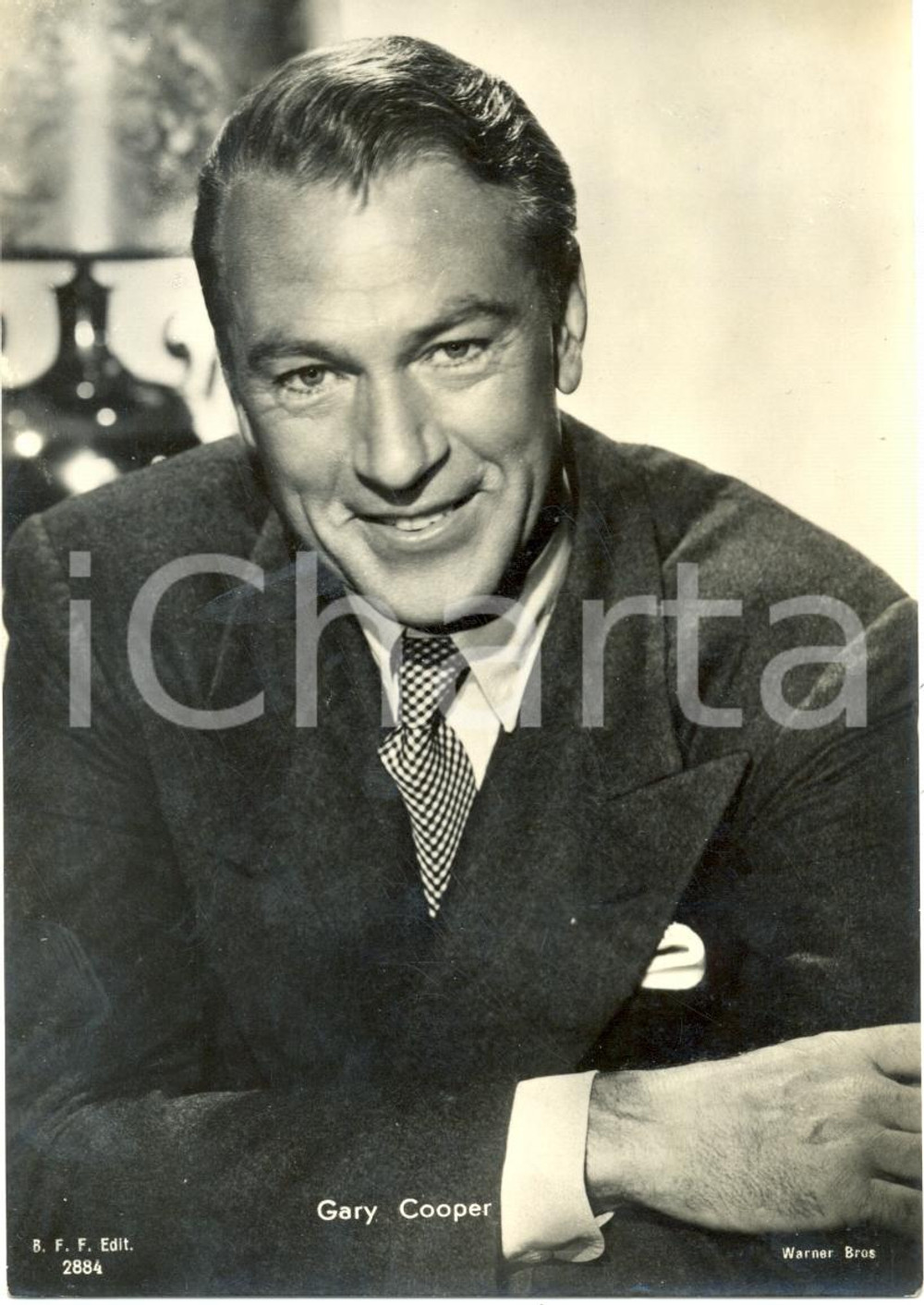 Cartolina originale da collezione 1955 ca Gary COOPER Primo piano Ritratto fotografico WARNER BROS *Cartolina 1