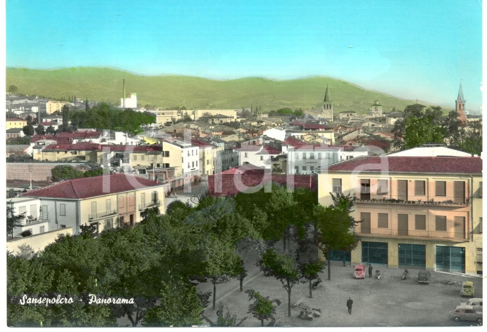 Cartolina originale da collezione 1967 SANSEPOLCRO (AR) Veduta panoramica del paese *Cartolina FG VG 1