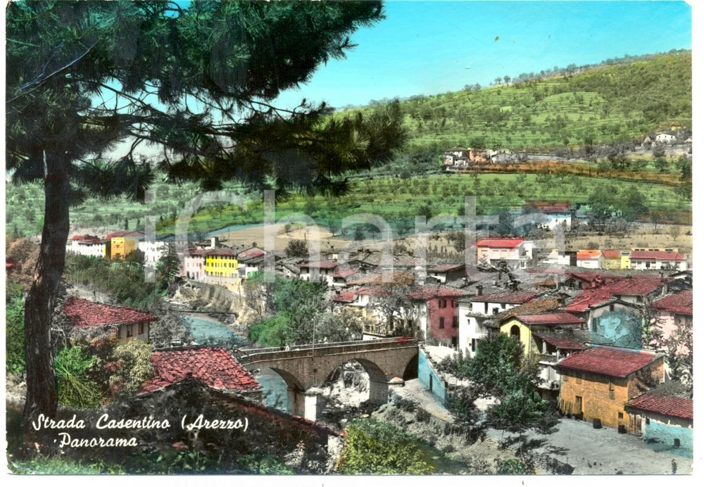 Cartolina originale da collezione 1963 CASTEL SAN NICCOLO  AR Panorama frazione STRADA IN CASENTINO Cartolina 1