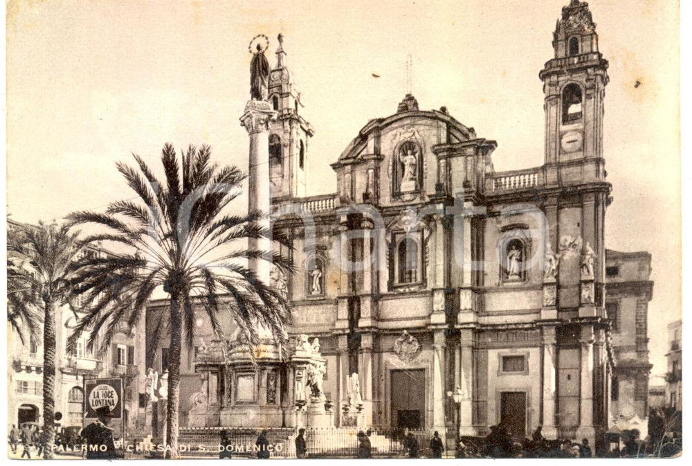Cartolina originale da collezione 1941 PALERMO Veduta frontale Chiesa di SAN DOMENICO Cartolina ANIMATA FG VG 1