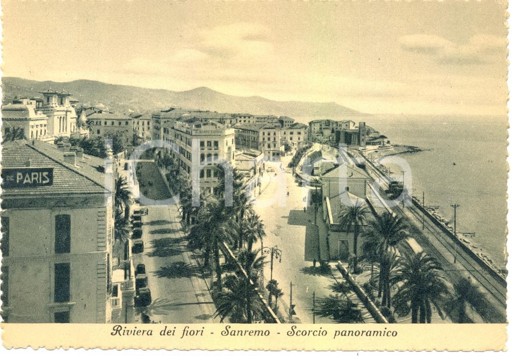 Cartolina originale da collezione 1945 ca SANREMO IM Hotel DE PARIS in Scorcio Riviera FIORI Cartolina FG NV 1