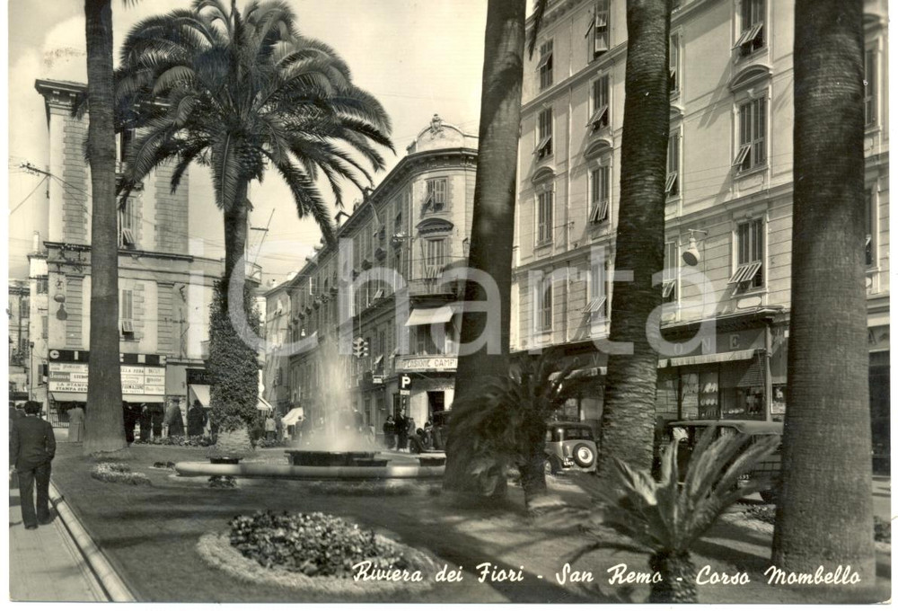 Cartolina originale da collezione 1956 SANREMO (IM) La Fontana di Corso MOMBELLO Pensione CAPRI *Cartolina ANIMATA 1