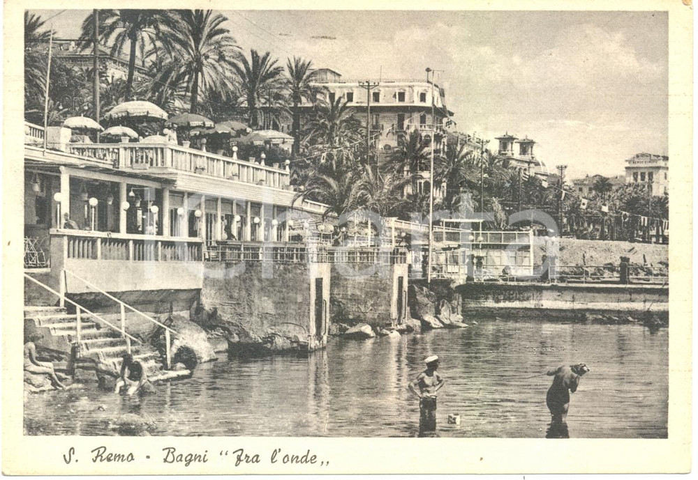 Cartolina originale da collezione 1942 SANREMO IM I Bagni FRA L ONDE Cartolina FG VG ANIMATA 1