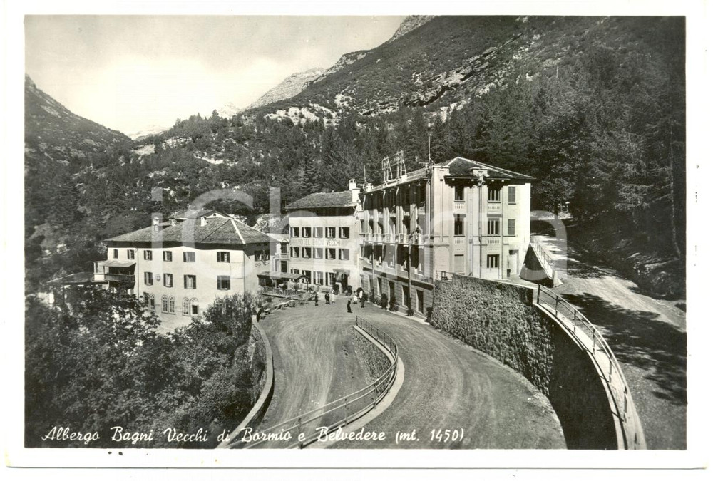 Cartolina originale da collezione 1955 ca BORMIO (SO) Alberghi BAGNI VECCHI e BELVEDERE *Cartolina FG NV 1