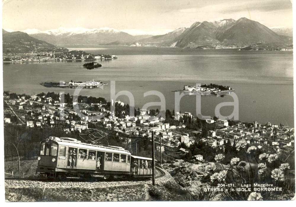 Cartolina originale da collezione 1950 STRESA (VB) Ferrovia elettrica MOTTARONE Isole BORROMEE *Cartolina FG VG 1