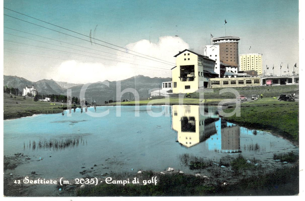 Cartolina originale da collezione 1958 SESTRIERE (TO) Campi da GOLF presso Stazione sciistica *FG VG VINTAGE 1