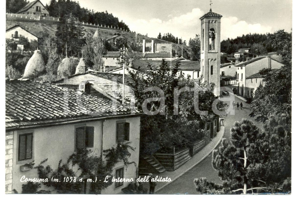 Cartolina originale da collezione 1965 CONSUMA FI Scorcio del Centro Storico Cartolina ANIMATA FG VG 1