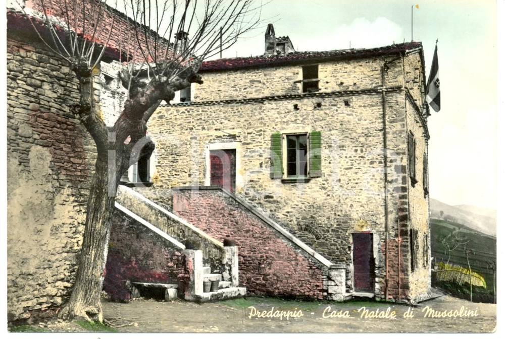 Cartolina originale da collezione 1970 PREDAPPIO (FC) La casa natale di Benito MUSSOLINI di lato *Cartolina FG VG 1