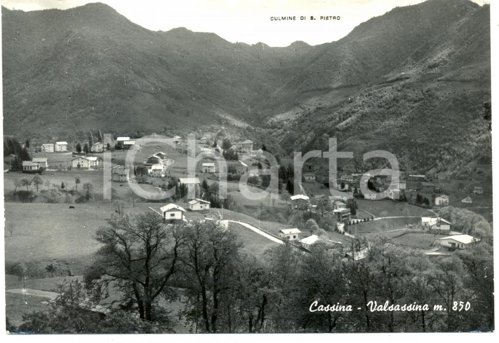 Cartolina originale da collezione 1955 ca CASSINA VALSASSINA Veduta paese Culmine SAN PIETRO FG VG DANNEGGIATA 1